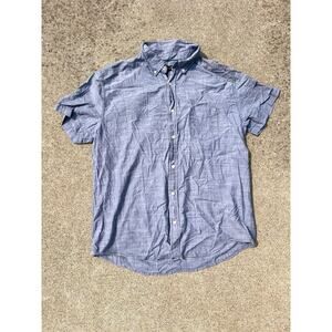 Aeropostale Top Men Size Large Blue Collared Short‎ Sleeve Button Down Shirt